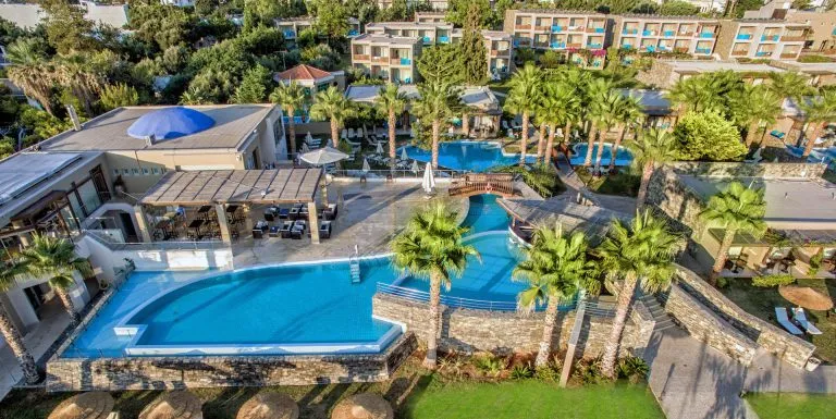 Blue sea beach aerial main pool