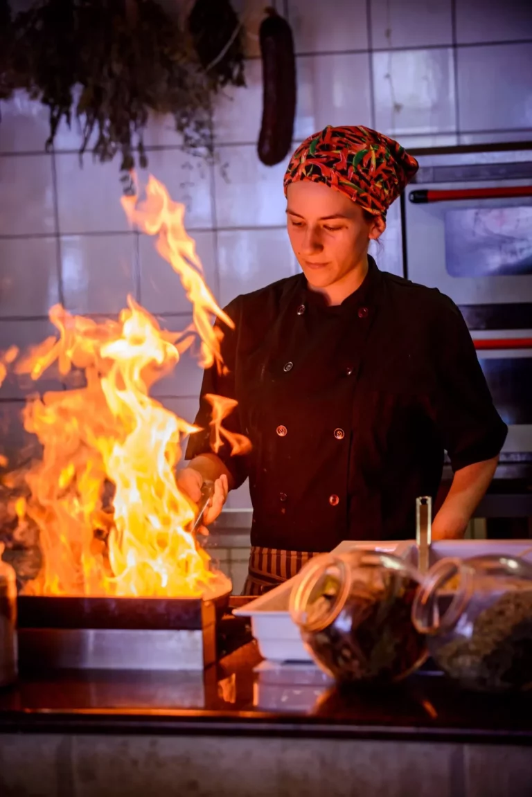 Blue sea beach front cooking