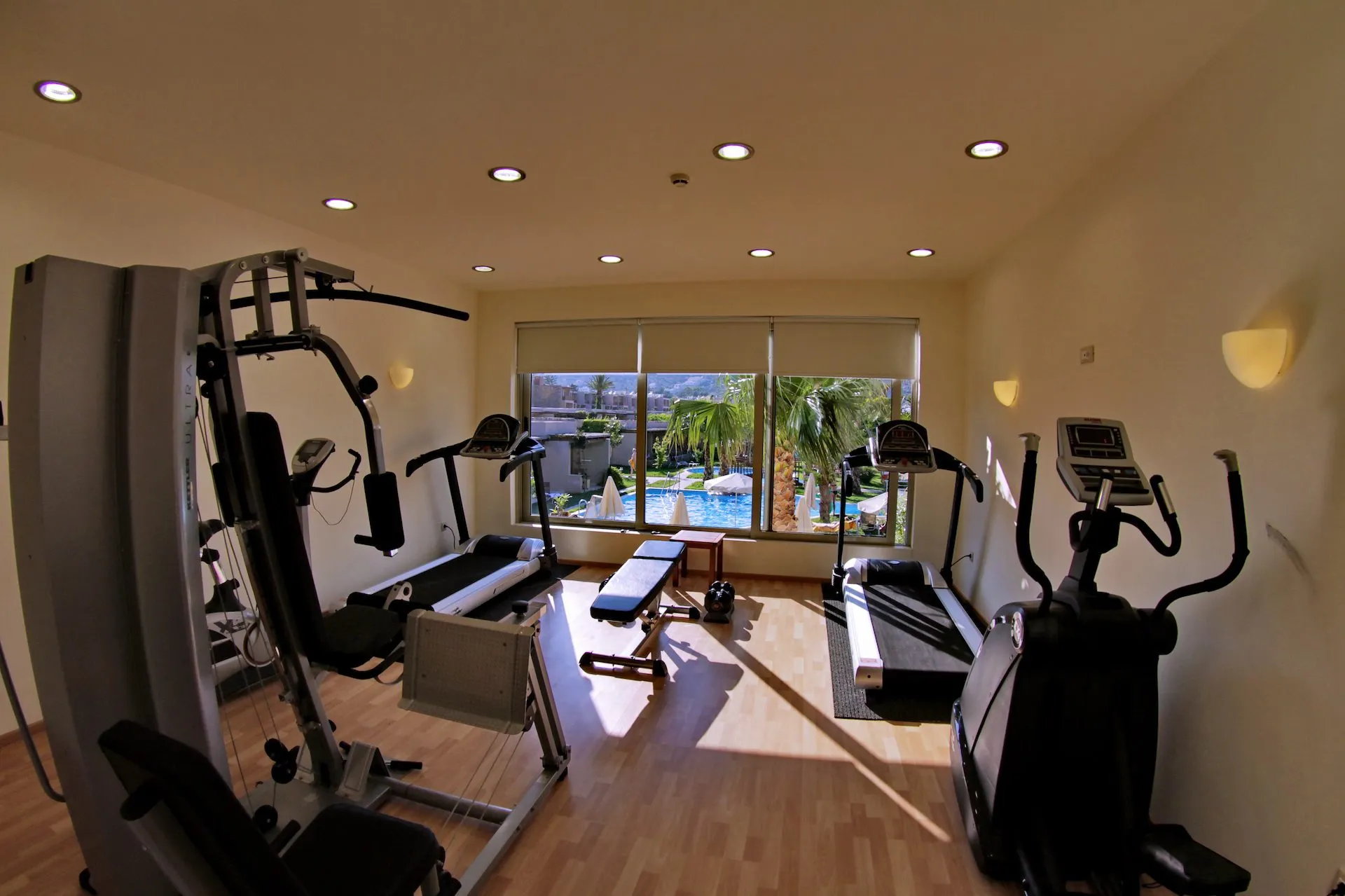 Blue sea beach gym