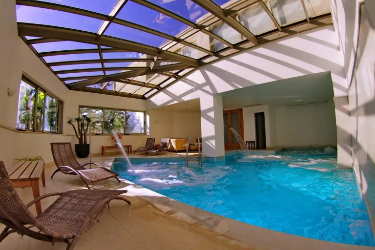 Blue sea beach indoor pool