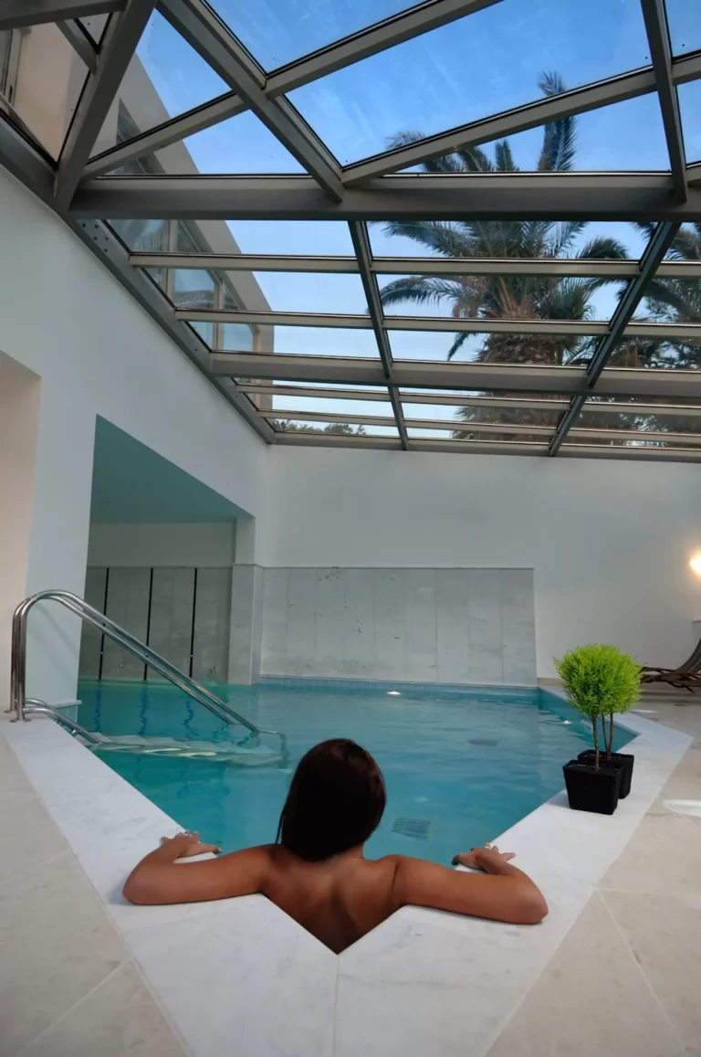 Blue sea beach indoor pool jacuzzi