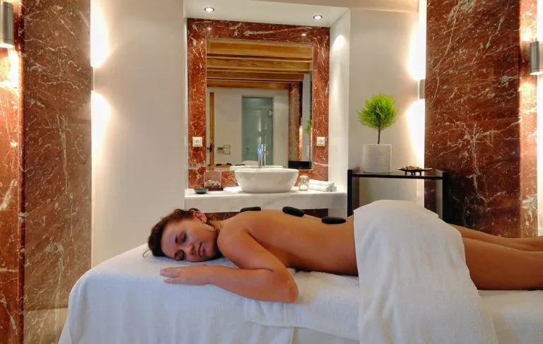 Blue sea beach massage room